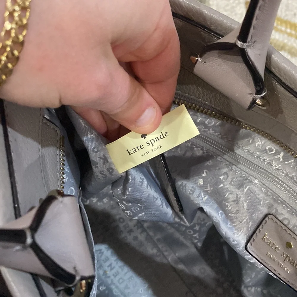 ♠️ Kate spade beautiful gray leather large top handle satchel shoulder bag ♠️